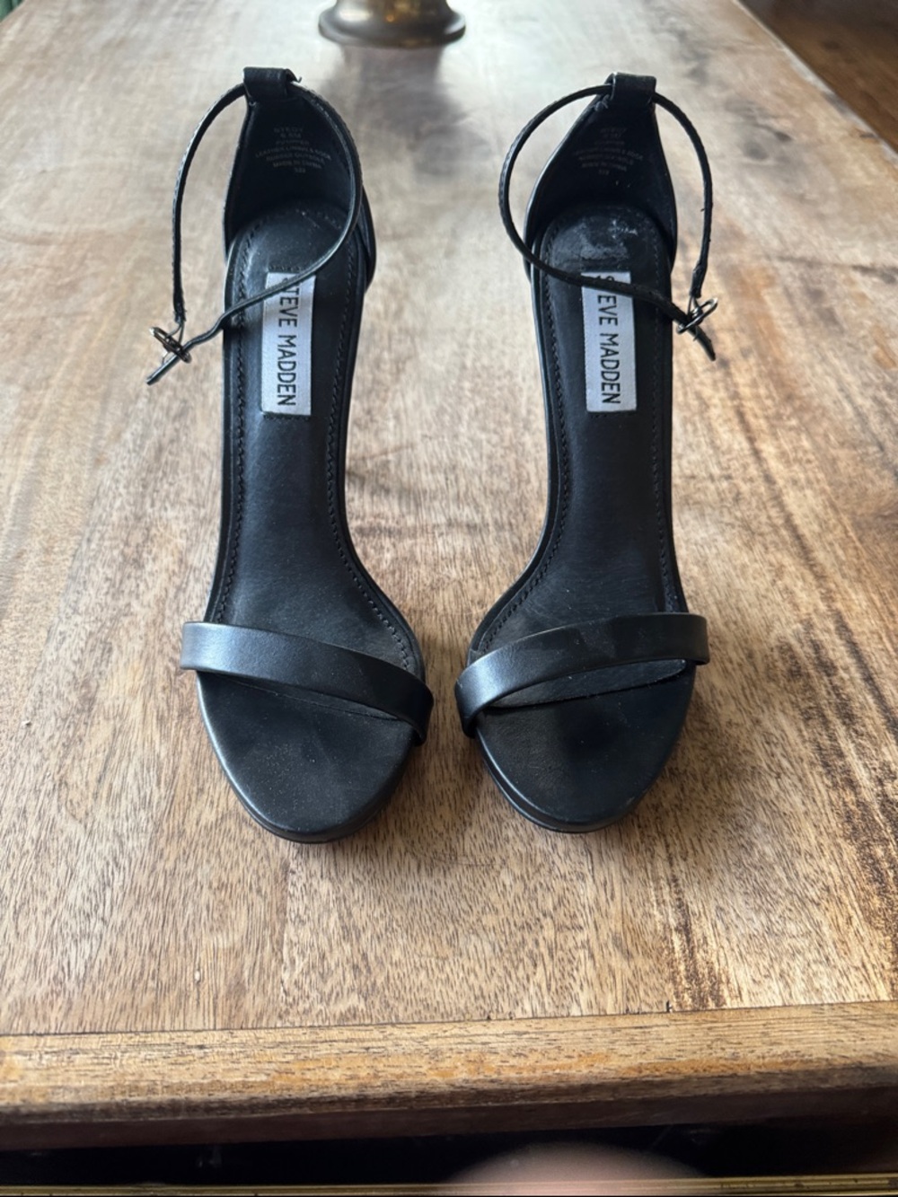 Steve Madden Black Ankle-Strap Stiletto Heels